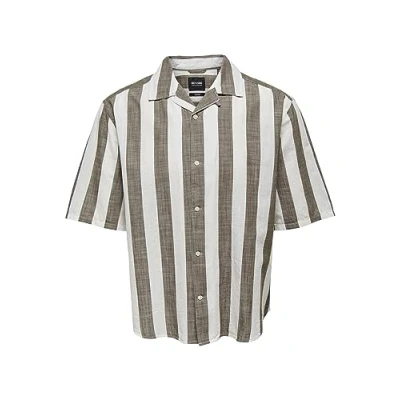 Immagine di ONLY &amp; SONS ONSTES RLX CTN Slub Stripe SS Shirt Noos Camicia, Teak, XL Uomo