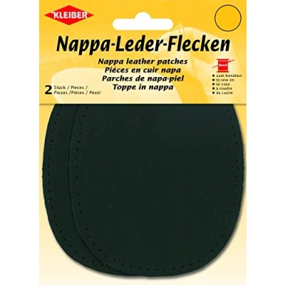 Immagine di Kleiber Toppe in Nappa per Gomiti e Ginocchia da Cucire 12,5 cm x 10 cm, Nero, 2 Confezione
