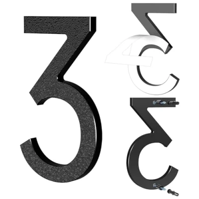 Immagine di Yafimea numero civico nero, 15 cm, grande, in plastica ABS effetto 3D, 3