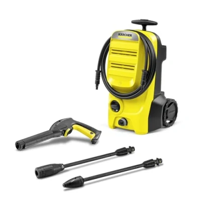 Immagine di Kärcher K 4 Classic Idropulitrice ad Alta Pressione da 130 bar, Dimensioni Standard, 1800W, elettrica acqua fredda, 2 lance, Avvolgitubo Frontale, Giallo/Nero
