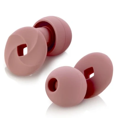 Immagine di Tappi per le orecchie in silicone morbido e riutilizzabile, con custodia il trasporto accessori taglie XS/S/M/L. (mauve, taglia unica)