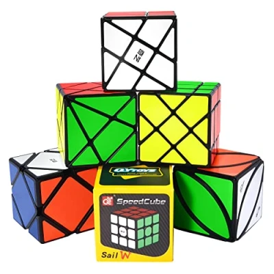 Immagine di ROXENDA Speed Cube Set, [6 Pack] Bundle di Skew Axis Windmill Fisher Ivy 3x3 Cube, Collezione Cubo Velocità per Bambini e Adulti (Irregular)