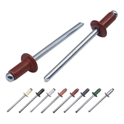 Immagine di Confezione da 100 rivetti ciechi verniciati 4,0 x 10 mm, testa a cupola, DIN 7337, in alluminio e mandrino acciaio, pop (100, rosso ossido RAL 3009)