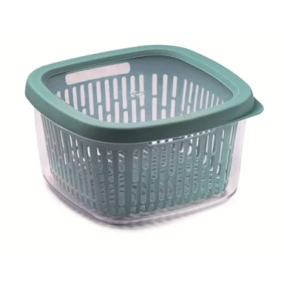 Immagine di Snips Aroma Keeper 1,50 LT Quadrato Contenitore Per Cibi Salva Freschezza Griglia Interna Chiusura Ermetica Colore Azzurro 17,5 x 10 cm Made in Italy Bpa Free