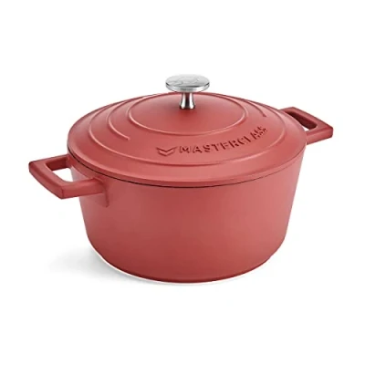 Immagine di MasterClass Casseruola piccola con coperchio, 2,5 l/20 cm, in alluminio pressofuso leggero, per piano cottura a induzione e forno sicuro, rosso