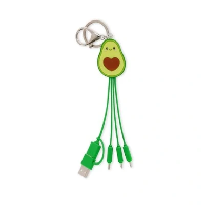 Immagine di Legami Cavo di Ricarica Multiplo Link Up, Tema Avocado, con Portachiave, 4 Cavi Ricarica, USB, Tipo C, Micro Lightning, Adattatore USB rivestito in TPE