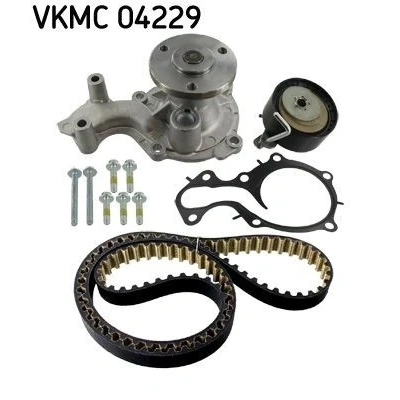 Immagine di SKF VKMC 04229 Pompa Acqua + Kit cinghia Distribuzione con guarnizioni materiale di fissaggio 116 per trasmissione Poly V Plastica