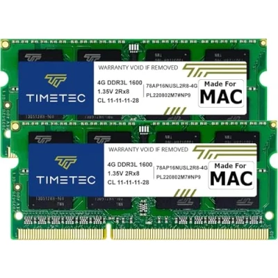 Immagine di Timetec DDR3L 1600 MHz PC3L 12800 per Mac Book Pro(inizio/fine 2011,metà 2012), iMac(metà 2011,fine 2012, inizio/fine 2013,fine 2014,metà 2015), MacMini (metà 2011, fine 2012) (8GB Kit(2x4GB))
