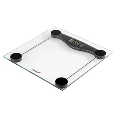 Immagine di Korona Olivia 74540 Bilancia in vetro, portata 180 kg, 100 g, display LCD di facile lettura, design senza tempo, indicatore sovraccarico, batterie incluse, colore nero