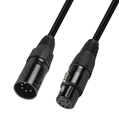 Immagine di MEIRIYFA 5 poli XLR DMX adattatore cavo, pin maschio a femmina patch cavo microfono bilanciato nero, 1M