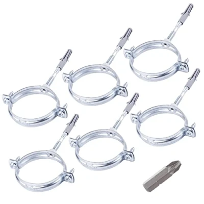 Immagine di SKIR&#039;CO Confezione da 6 staffe per tubi con diametro di 60 64 mm, morsetti, supporti montaggio a parete e soffitto (6 pezzi, punta cacciavite PH)