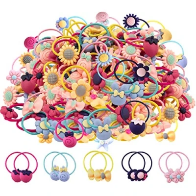 Immagine di 100 Pezzi Colori Misti Ragazze Eelastici per capelli Fascette Elastiche Morbide Fasce Supporti coda di Cavallo Accessori (50 paia)