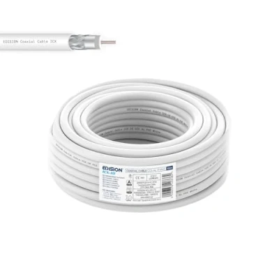 Immagine di EDISION ICX 10 Cavo Coassiale 10m, Antenna TV SAT Interna PVC Bianco, Acciaio Ramato CCS/AL, 17VAtC, CPR Eca, Classe A, SAT, per DVB S2, T/T2, C, RADIO, Bobina 10m