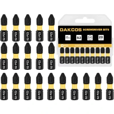 Immagine di DAKCOS punte PZ2, Torx Bit assortimento di S2, attacco esagonale da 1/4&quot; (lunghezza: 25 mm, 20 pezzi)