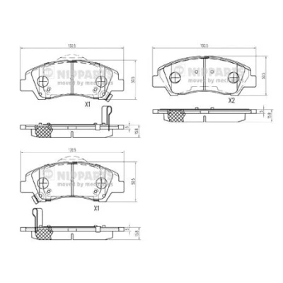 Immagine di NIPPARTS N3600555 Kit pastiglie freno Assale anteriore con segnalatore acustico usura SUZUKI: SX4 II S Cross, HYUNDAI: i10 Hatchback