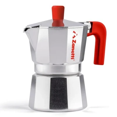 Immagine di Zanetti, Mama Red Edition, Caffettiera Moka in Alluminio, Macchinetta Caffè 2 Tazze, Espresso con Sistema Anti Goccia, Guarnizione Silicone, Manico Ergonomico, Colore Rosso