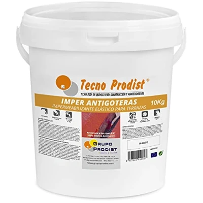Immagine di IMPER ANTIGOTERAS Impermeabilizzante Elastico Di Tecno Prodist (10 Kg) Vernice Elastica Colore BIANCO Pittura Impermeabile Per Terrazze (A Rullo O A Pennello)
