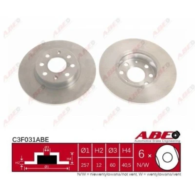 Immagine di ABE C3F031ABE Disco freno Assale anteriore 257 12,0 4 100 pieno FIAT: Grande Punto Hatchback, OPEL: Corsa D Hatchback