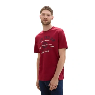 Immagine di TOM Tailor MIT LOGO Tshirt con stampa, Uomo, Taglia: XL, Deep red