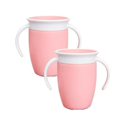 Immagine di Munchkin Miracle 360 Tazza d&#039;Apprendimento per Bambini di 6+ Mesi da 207 ml (pacco 2), Piccoli, d&#039;Addestramento, Senza BPA, Anti Sversamento, Rosa/Rosa