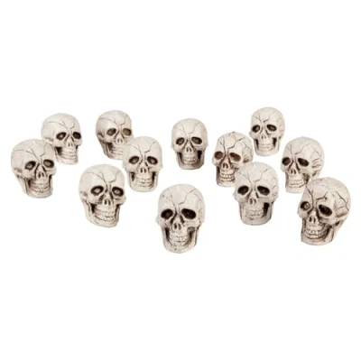 Immagine di Boland 74390 Set di teschi, 12 pezzi, dimensioni 4 x 3 cm, decorazione scheletro, per Halloween, festa a tema e carnevale