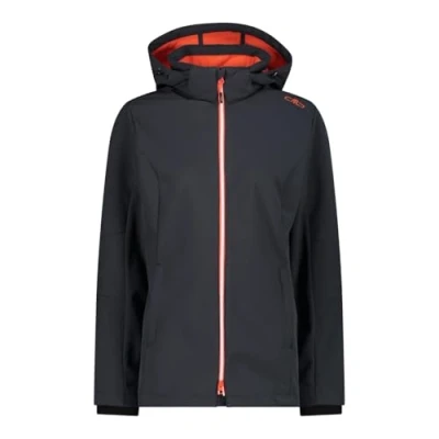 Immagine di CMP Giacca softshell da donna, con cappuccio rimovibile, 39a5006, colore antracite, papavero, 50, Antracite 3XL