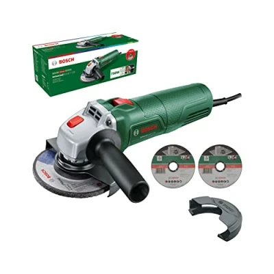 Immagine di Bosch Minismerigliatrice Angolare UniversalGrind 7 125 (750 W; 2 Dischi per Tagli Rettilinei; 1 Disco di Smerigliatura; Smerigliatura, Taglio, Spazzolatura e Levigatura) Amazon Edition