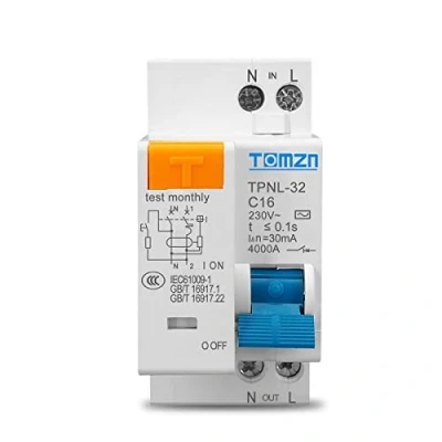 Immagine di Salvavita Riarmo Automatico interruttore Differenziale 230V 1P+N con protezione da dispersione di corrente eccessiva e cortocircuito RCBO MCB (Size : TPNL 25A)