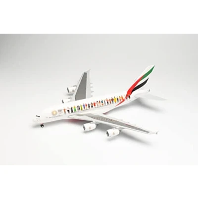 Immagine di herpa 571692 Emirates Airbus A380 Year of Tolerance, modello aereo modellismo, modelli in miniatura, da collezione, multicolore