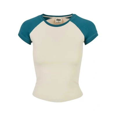 Immagine di Urban Classics Stretch Retro Baseball Tshirt con stampa, Donna, Taglia: 4XL, Whitesand jasper