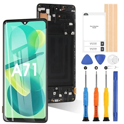 Immagine di Schermo per Samsung Galaxy A71 SM A715F A715F/DSN Incell LCD Display Touch Digitizer Parti di Ricambio Riparazione con Strumenti, Senza Funzione Impronta Digitale (Nero Cornice)