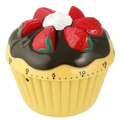 Immagine di sveglia a orario breve Zenker, diametro 70 mm, da cucina in plastica robusta, timer con grazioso design cupcake, regolabile fino 60 minuti, colore: motivo cupcake