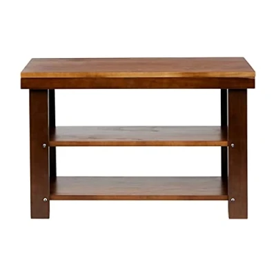 Immagine di Amazon Basics Panca portascarpe in pino massello, marrone (Espresso), 70 cm x 26 45