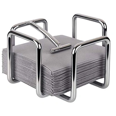 Immagine di Buddy&#039;s Bar Portatovaglioli, Dispenser per 65 tovaglioli da Cocktail, portatovaglioli in Metallo Cromato, tovagliolilini Peso Incluso, 14 x cm, Altezza 10 cm