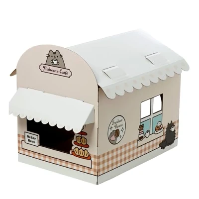 Immagine di Puckator Casetta per Gatti a Forma di Caffetteria Pusheen Fai da Te 100% in Cartone, Multicolore, CATH03