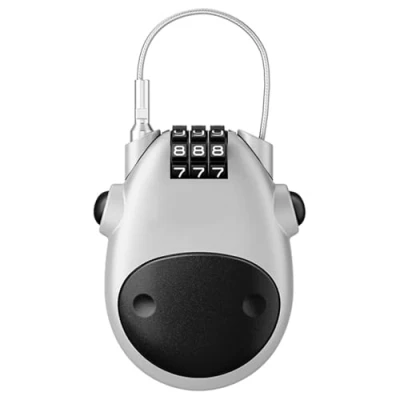 Immagine di Lucchetto Cavo Acciaio con Combinazione a 3 Cifre,Cavo Retrattile da 75 cm,Diametro Filo di 1.6 mm,Lucchetto Codificato per Casco Moto,Casco Bicicletta,Scooter,Sci,Valigie