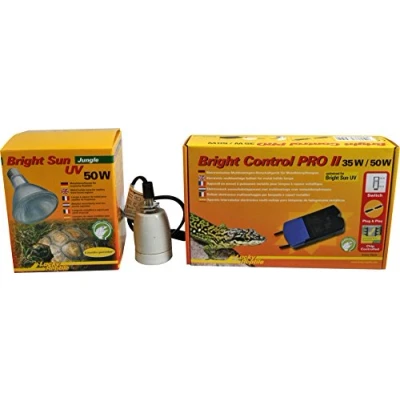 Immagine di Lucky Reptile Set Completo Bright Sun UV Jungle Lampada a vapori Metallici 50 W, portalampada e Alimentatore rettili Base in Ceramica Resistente al Calore Accessori terrario