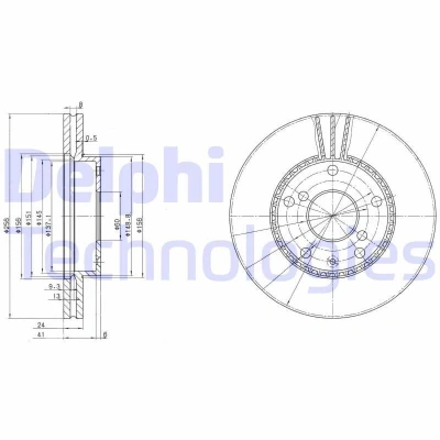 Immagine di DELPHI BG3531 Disco freno 256 24 5 ventilato Oleato non trattato senza cuscinetto ruota, anello sensore ABS DAEWOO: Leganza