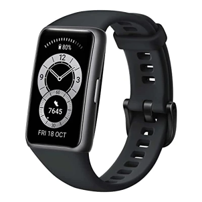 Immagine di HUAWEI Band 6 Smart Fitness Tracker, Touchscreen AMOLED 1.47 a Colori, Monitoraggio Battito Cardiaco, Sonno, Saturazione dell`Ossigeno, Resistente all’Acqua, Graphite Black