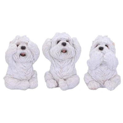 Immagine di Nemesis Now Three Wise Westies statuette, bianco, 8 cm, U4461N9