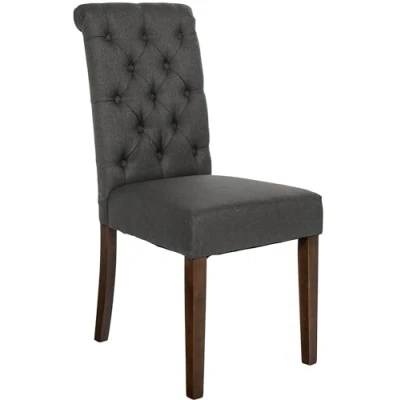 Immagine di CLP Sedia Da Cucina Lisburn Design Chesterfield I Fodera Imbottita E Trapuntata In Velluto O Tessuto Schienale Alto, Colore:grigio scuro, Materiale:Stoffa