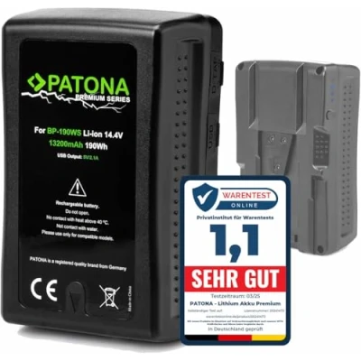 Immagine di PATONA Premium v mount batteria BP 190WS (reale 13200mAh) sostituisce GL65 GL65A GL95A 190S C190S Real 13200mAh ad esempio HDW 800P PDW 850 DSR 250P 600P 650P