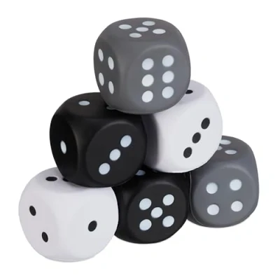Immagine di Relaxdays Dadi Giganti Gommapiuma, Set da 6 Cubi in Spugna per Bambini, Morbidi, HLP 7, 5x7,5 cm, Nero Bianco Grigio