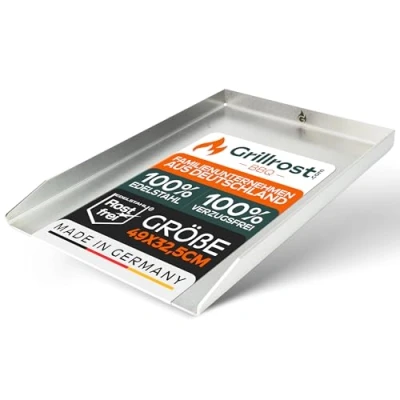 Immagine di Grillrost.com Das Original Piastra Grill in Acciaio Inox Plancha 45x34cm Adatto per Weber Genesis I 4mm Solido
