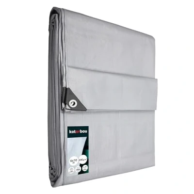 Immagine di KOTARBAU® Telone pvc protettivo in tessuto 6 x 10 m argento 200 g/m2 teloni con occhielli rinforzati telo per coprire legna impermeabile occhiellato usati