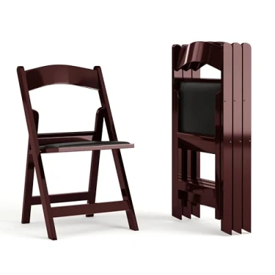 Immagine di Flash Furniture Hercules Sedia Pieghevole in Resina, Confezione da 4 Pezzi, capacità di carico 453,6 kg, Vinile, Metallo, Schiuma, Mogano Rosso, Set