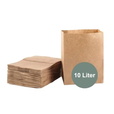 Immagine di ZURAS® 50 sacchetti di carta per rifiuti organici da 10 l i bidoni dei in resistente all&#039;umido e agli strappi