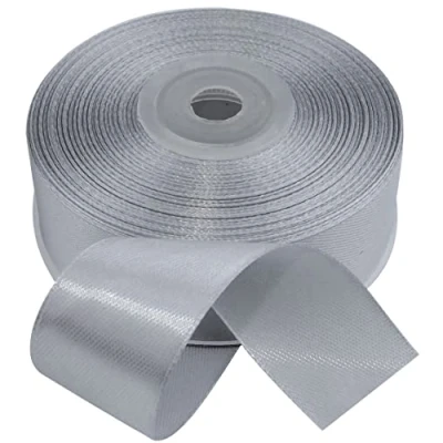 Immagine di AERZETIX C55642 Rotolo di nastro raso satinato 25mm x 25m colore argento striscia imballaggio regalo decorazione matrimonio compleanno festa in poliestere