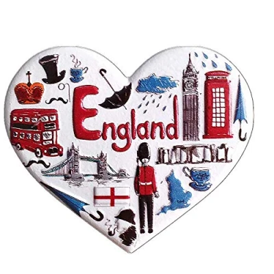 Immagine di Calamita da frigo 3D a forma di cuore, Inghilterra regalo souvenir decorazione casa e cucina adesivo magnetico collezione UK