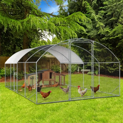 Immagine di IDMarket Recinto pollaio cupola 15 m² Parco a rete 3x5 M con porta laterale